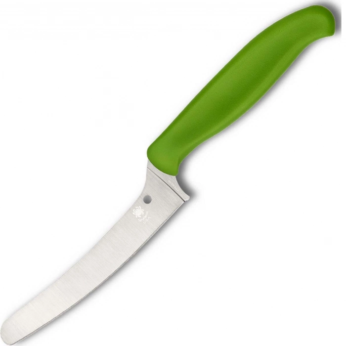 Универсальный кухонный нож Spyderco Z-Cut Offset Kitchen Green, сталь CTS™ - BD1 Alloy, рукоять зеленый полипропилен